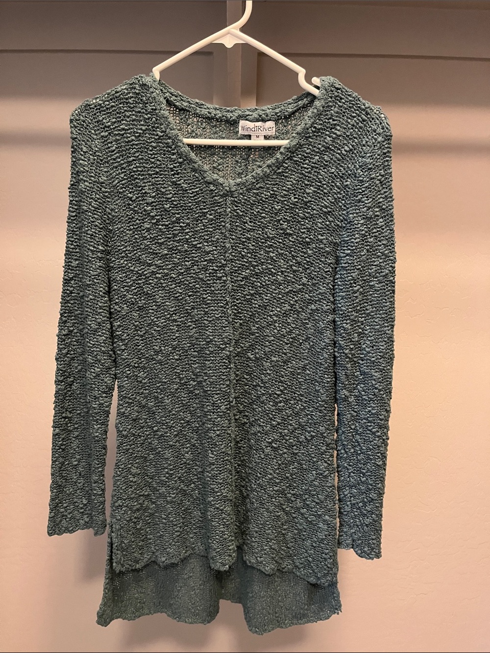Women's Teal Knit V-Neck Lightweight Sweater